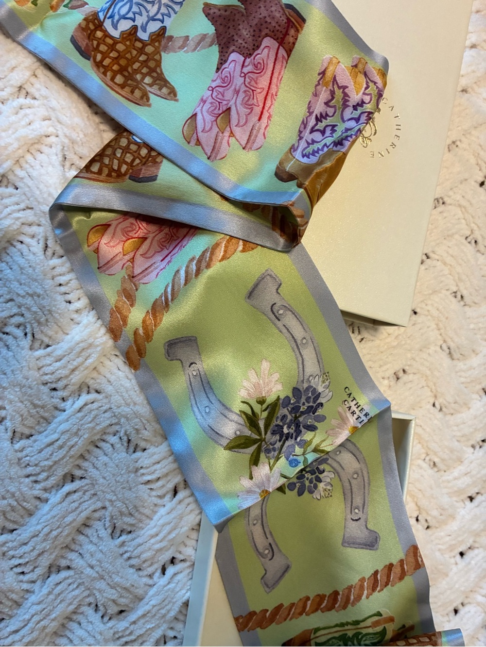 Boot Silk Ribbon Scarf in Pastel Green by - Picture 5 of 6